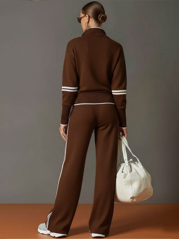 Women's Soft Stretch Half-Zip Wide-Leg Lounge Set