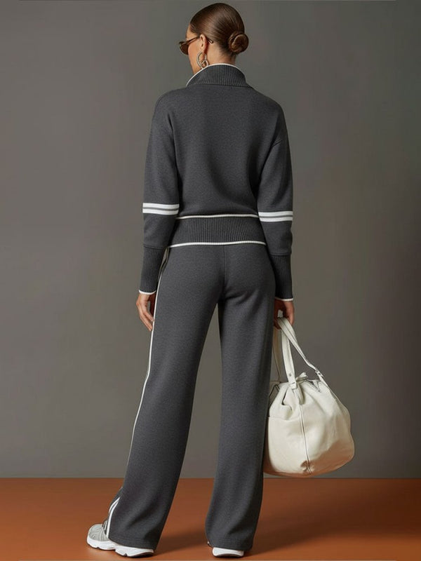 Women's Soft Stretch Half-Zip Wide-Leg Lounge Set