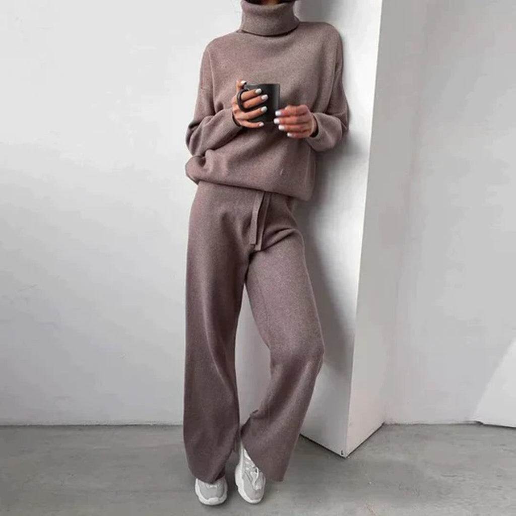 Women's Cashmere Turtleneck Loungewear Set