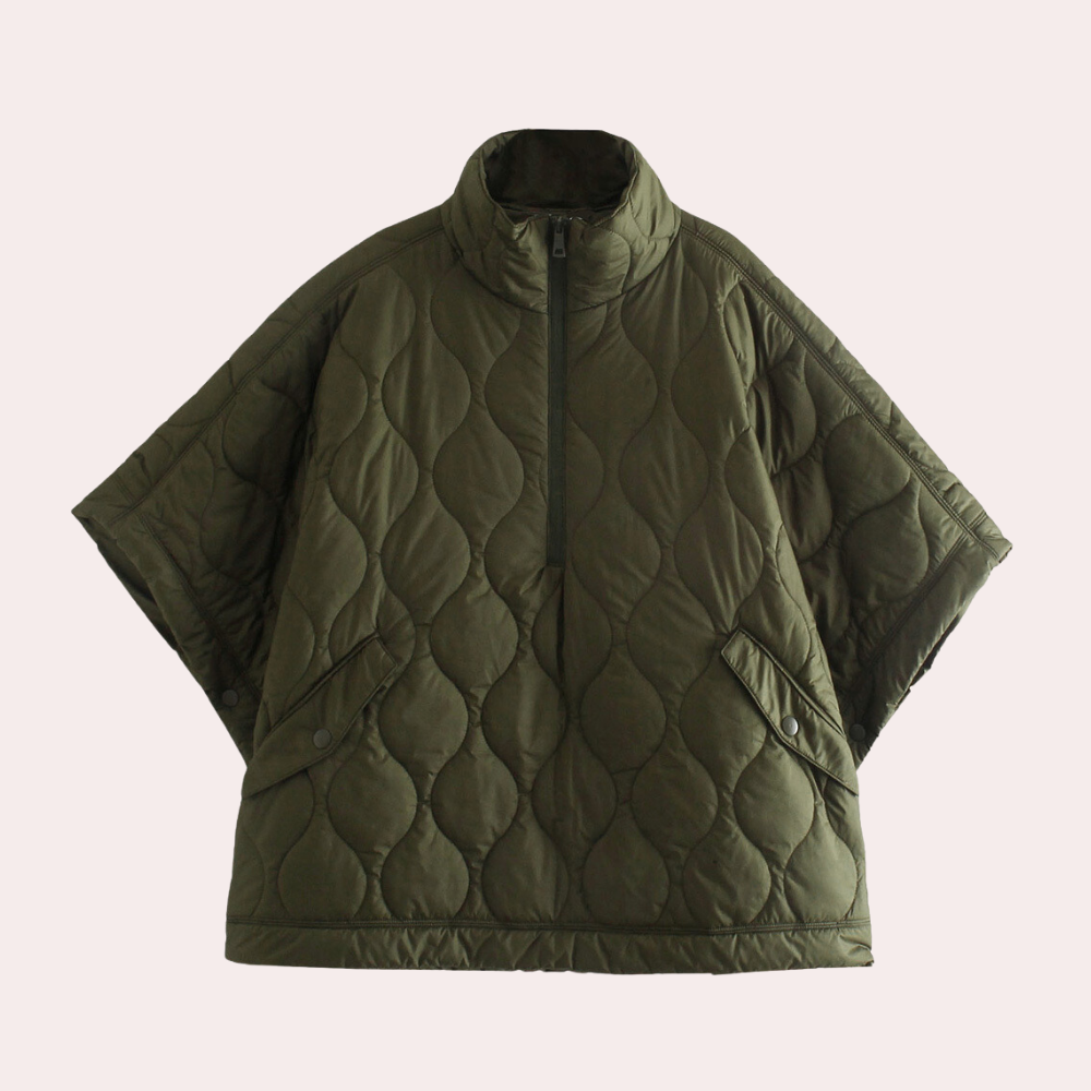 Women's Lightweight Quilted Cape Jacket - Army Green
