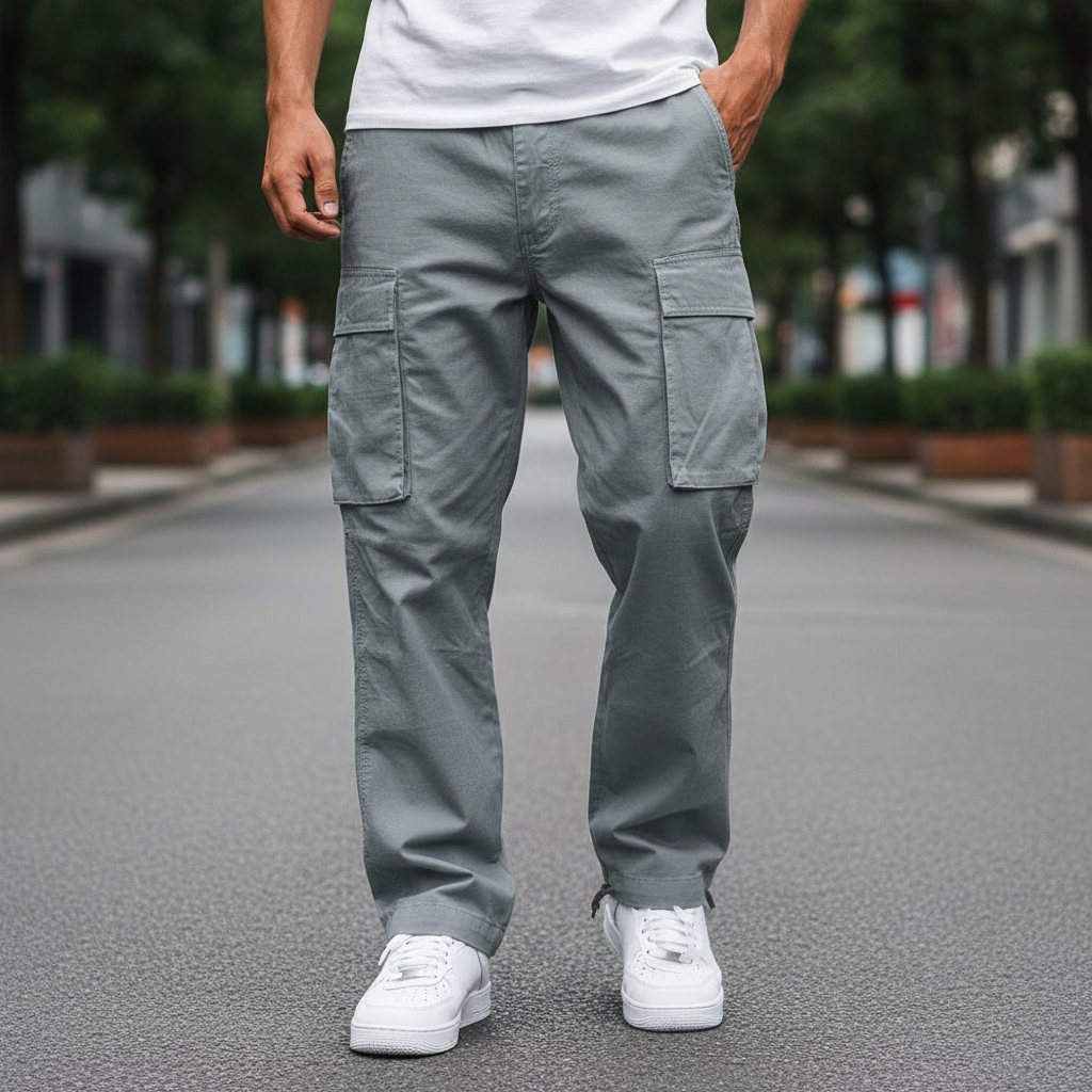 Men's Relaxed-Fit Cotton Cargo Trousers