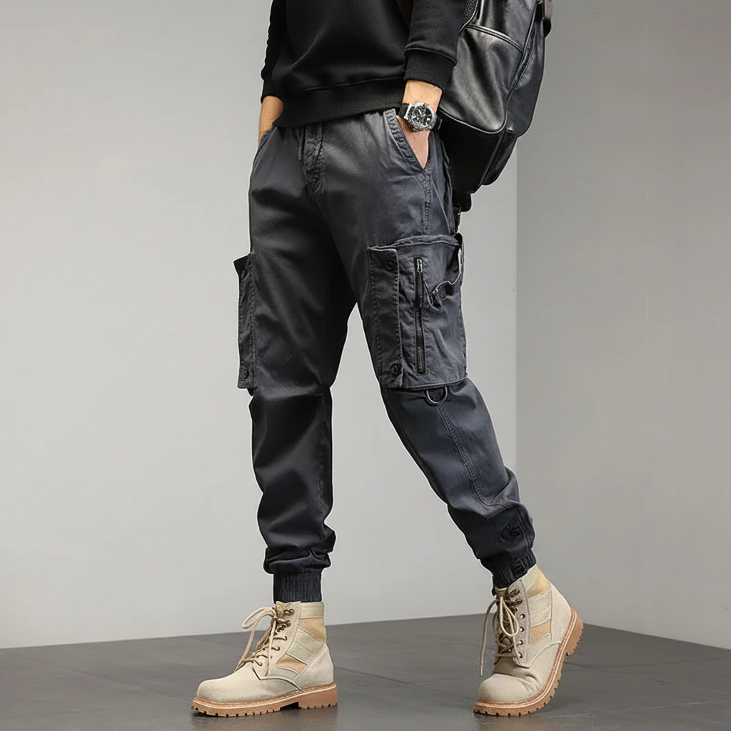 Men's Slim-Fit Cargo Trousers - Gray