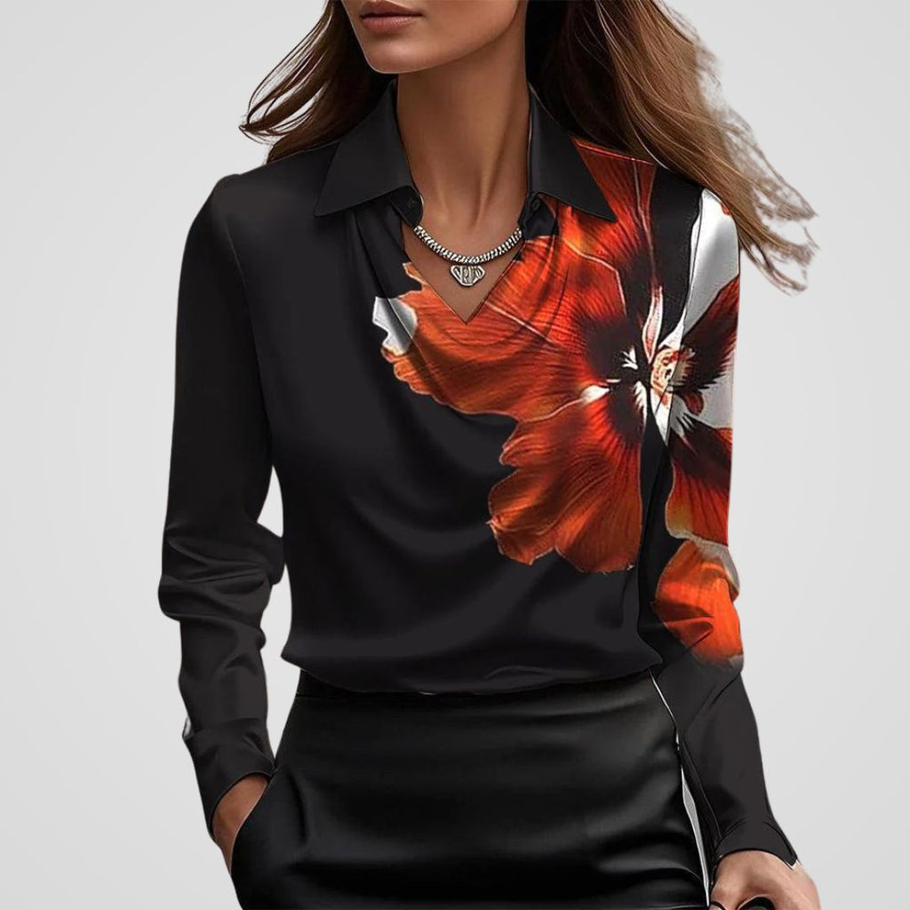 Arlina | Women's Satin Drape Neck Blouse