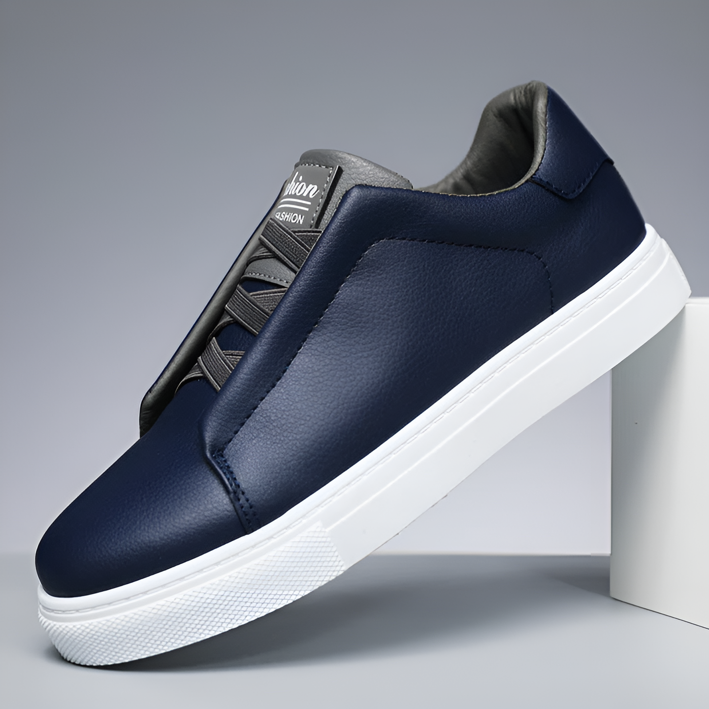 Men's Leather Elastic Lace Sneakers