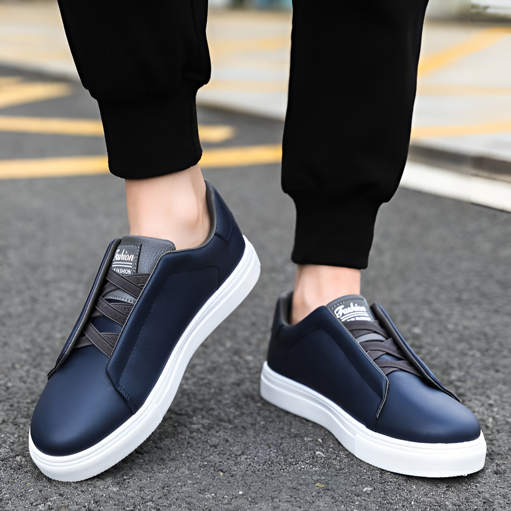 Men's Leather Elastic Lace Sneakers