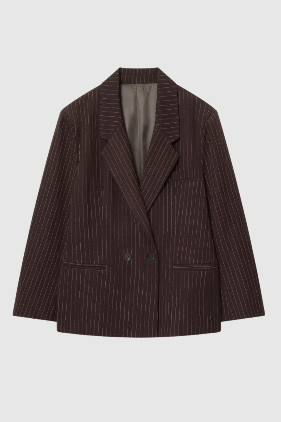 Women's Oversized Pinstripe Double-Breasted Blazer - Brown