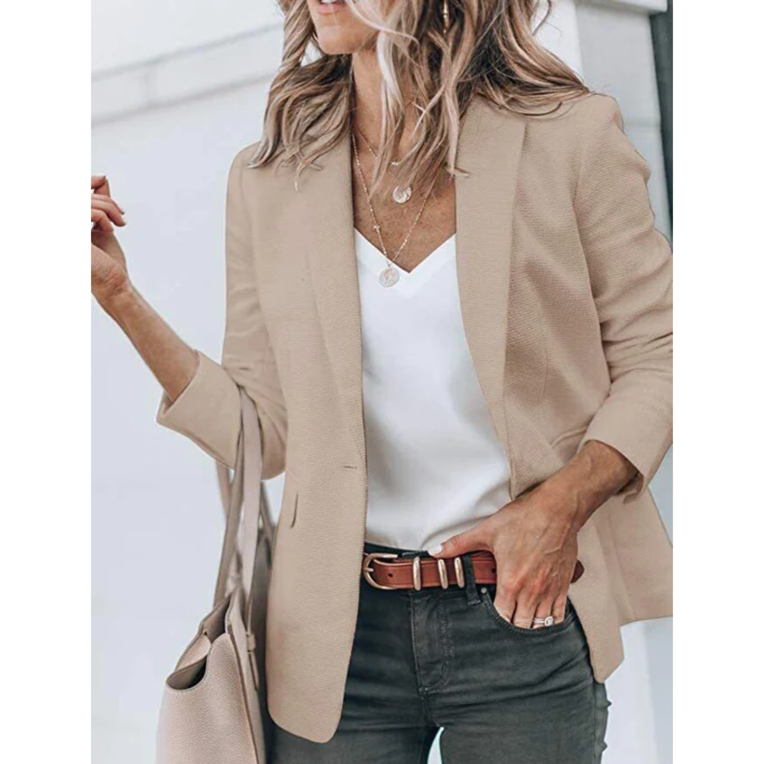 Women's Open-Front Office Blazer Lightweight Tailored Layer for Work and Smart Casual Wear
