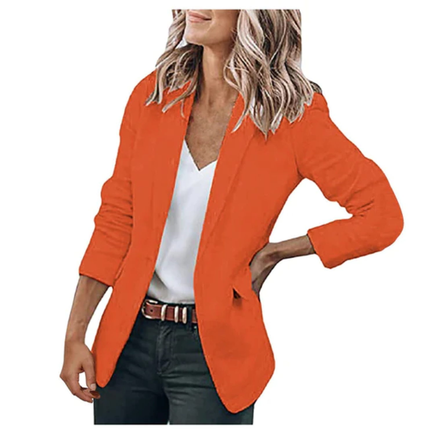 Women's Open-Front Office Blazer Lightweight Tailored Layer for Work and Smart Casual Wear