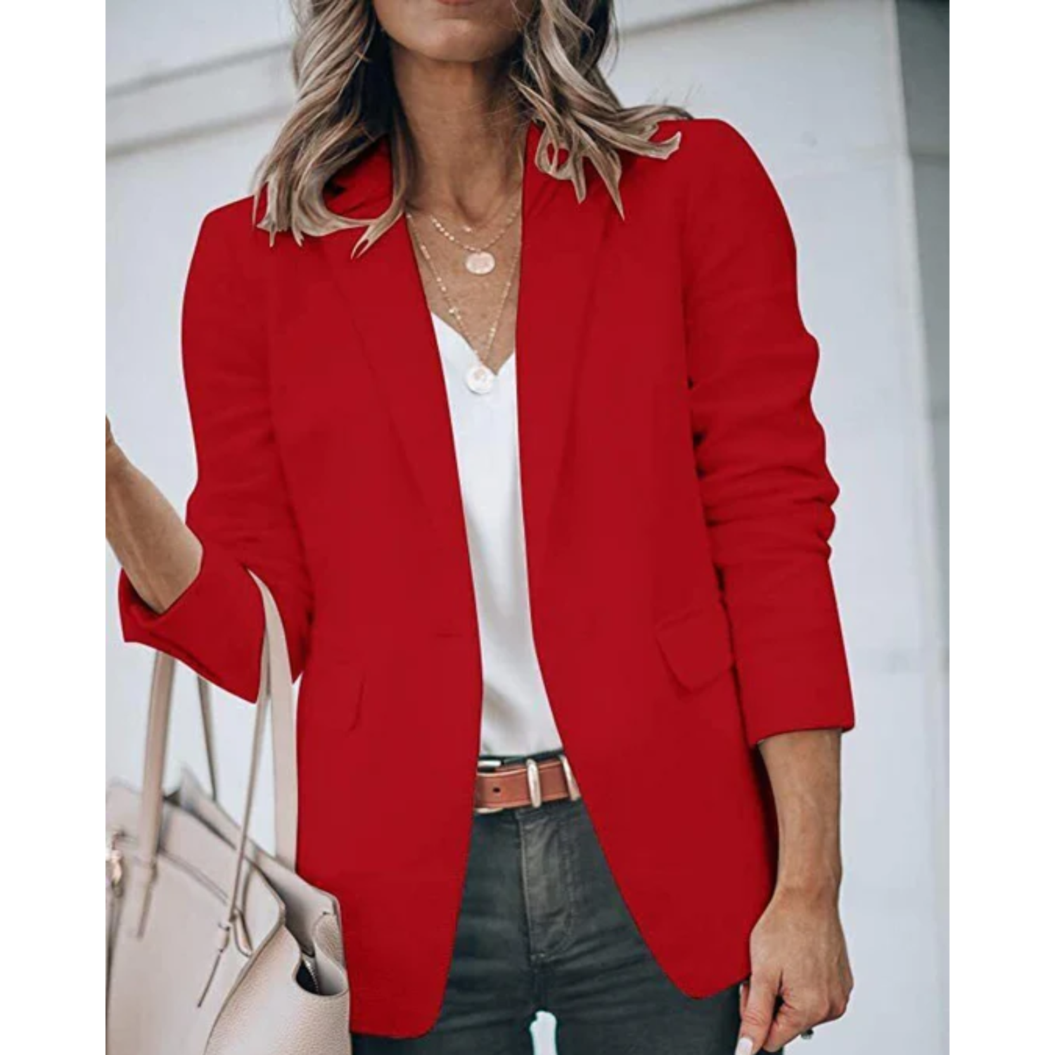 Women's Open-Front Office Blazer Lightweight Tailored Layer for Work and Smart Casual Wear