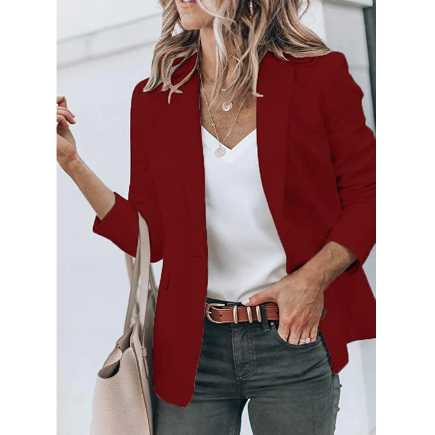 Women's Open-Front Office Blazer Lightweight Tailored Layer for Work and Smart Casual Wear