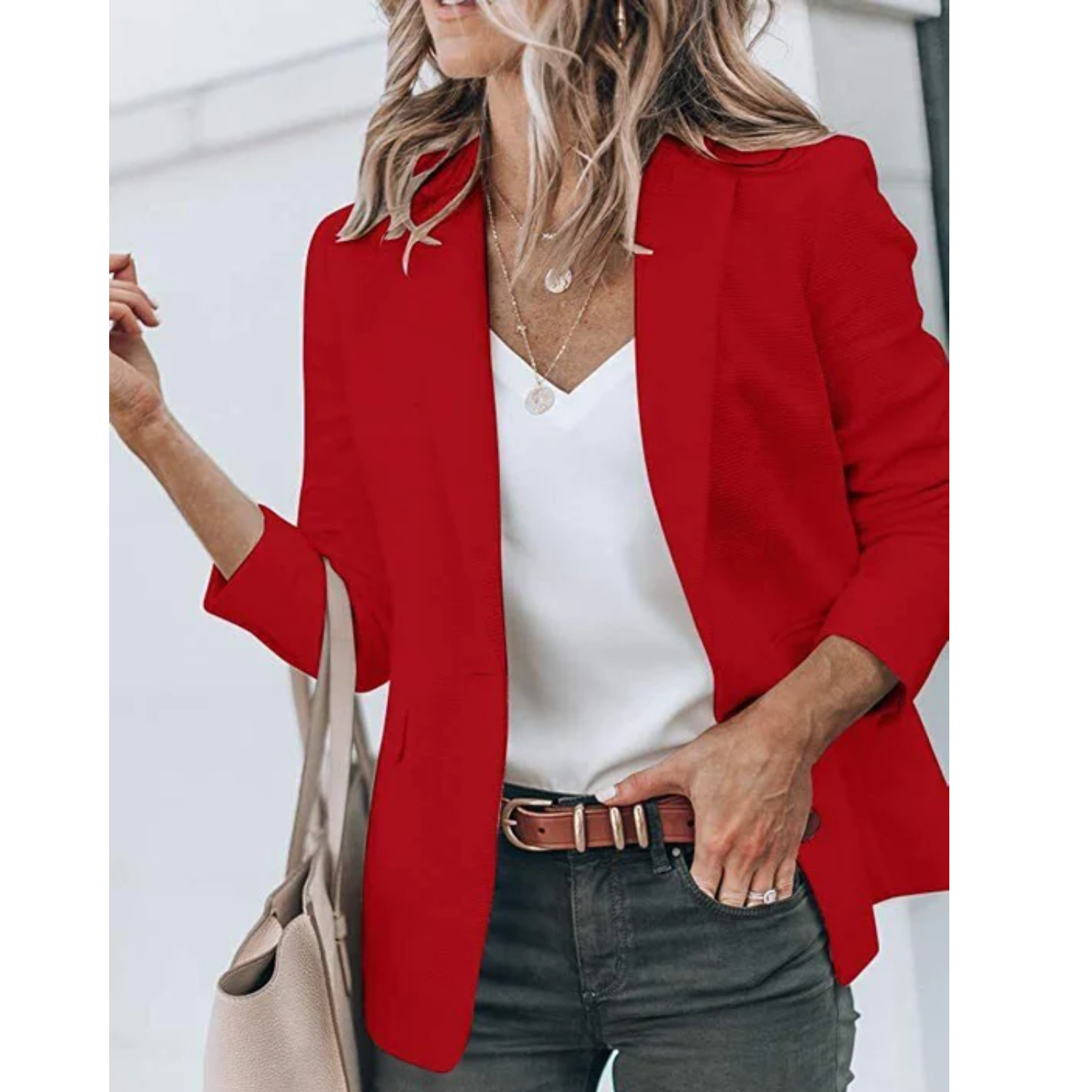 Women's Open-Front Office Blazer Lightweight Tailored Layer for Work and Smart Casual Wear
