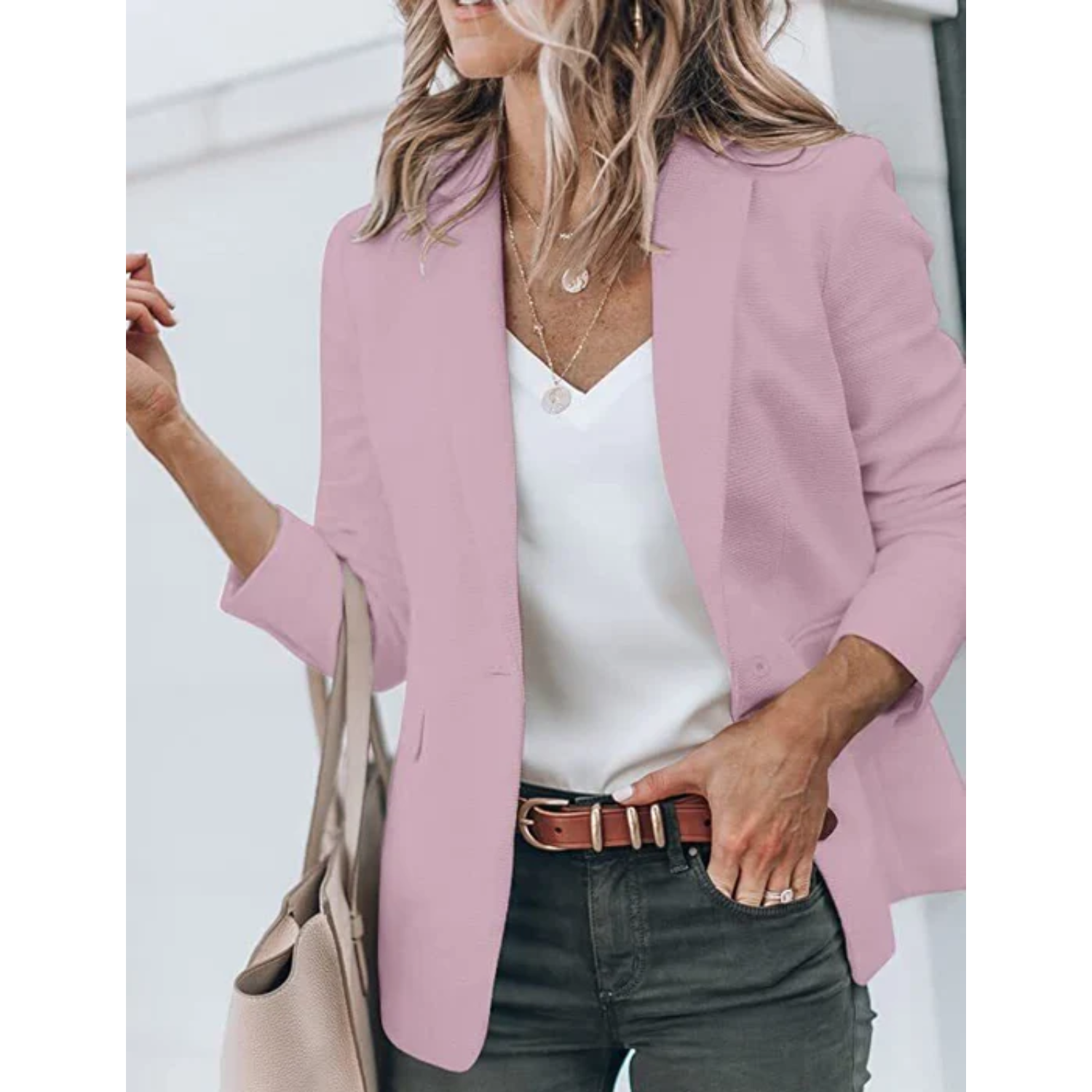 Women's Open-Front Office Blazer Lightweight Tailored Layer for Work and Smart Casual Wear