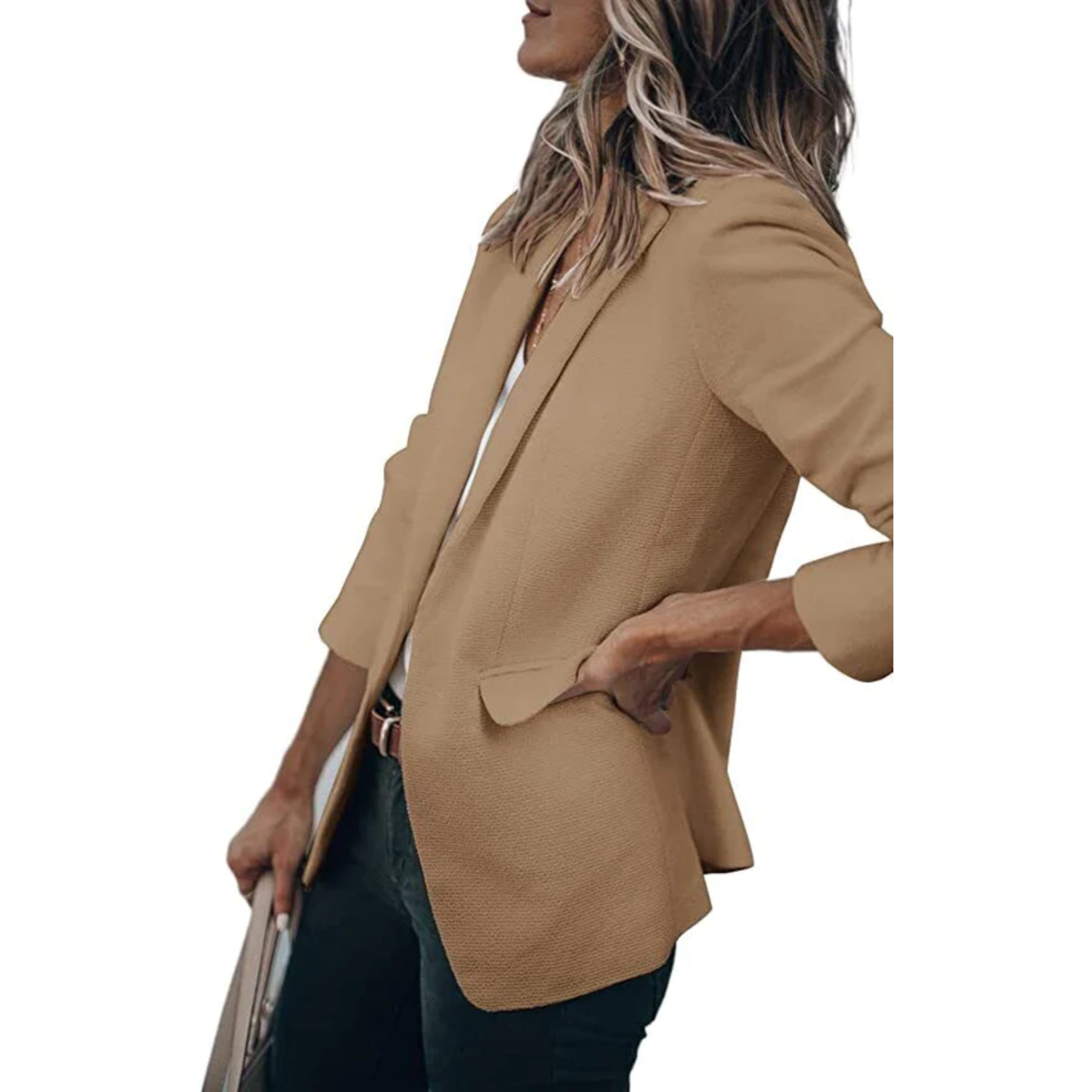 Women's Open-Front Office Blazer Lightweight Tailored Layer for Work and Smart Casual Wear