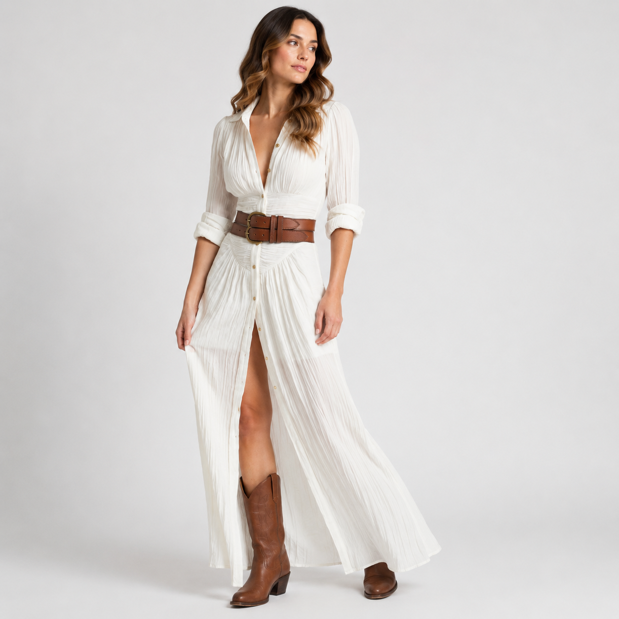 Women’s Boho Shirt Maxi Dress