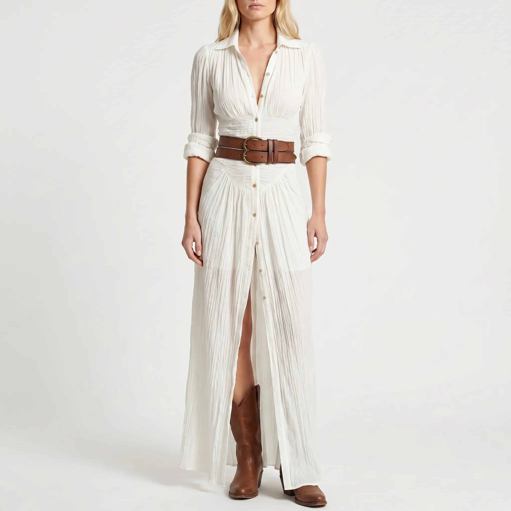 Women’s Boho Shirt Maxi Dress
