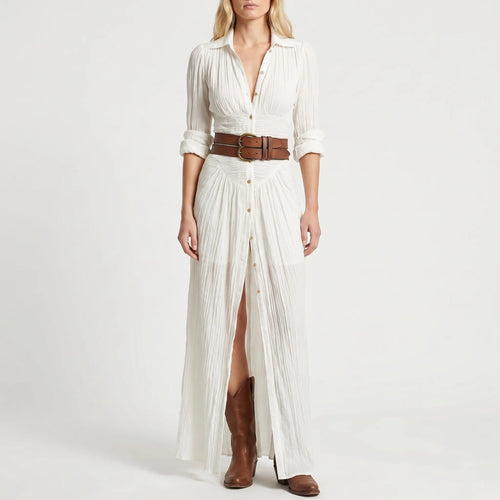 Women’s Boho Shirt Maxi Dress