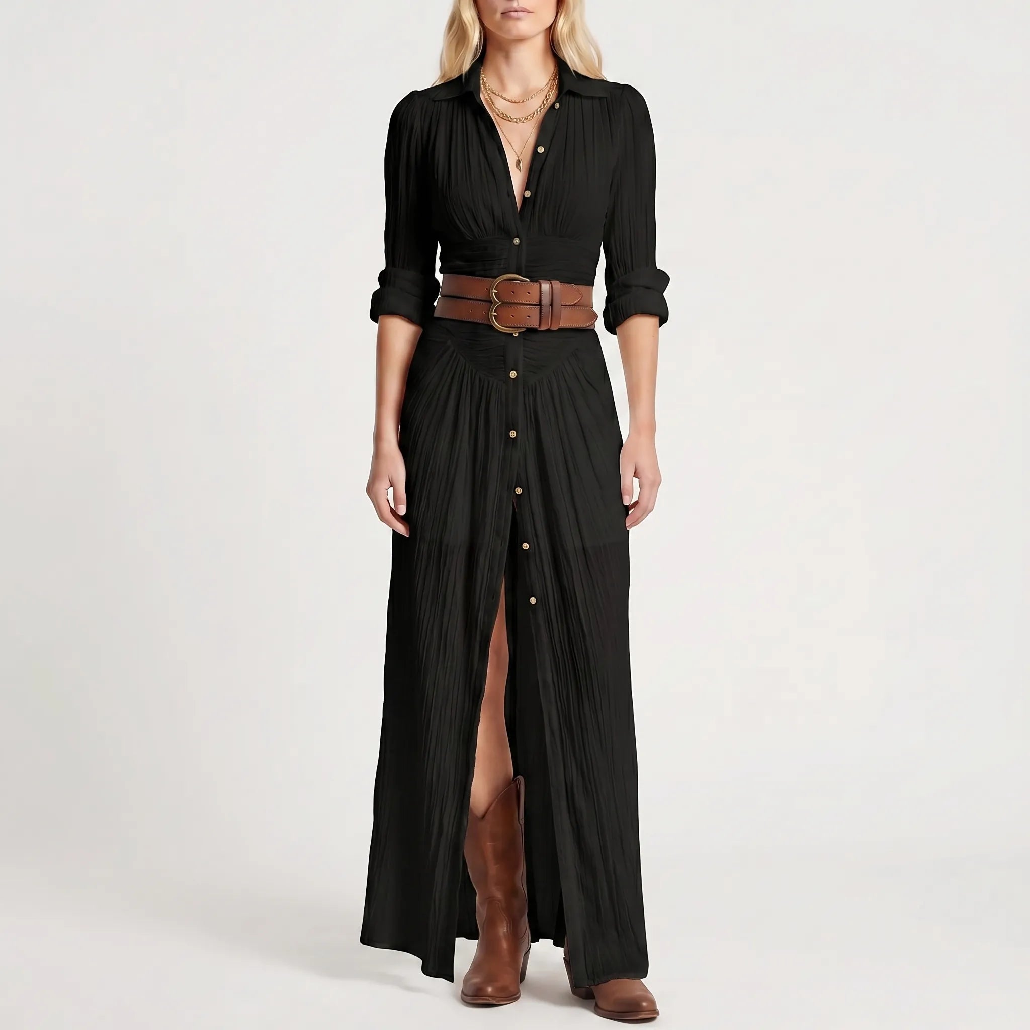 Women’s Boho Shirt Maxi Dress