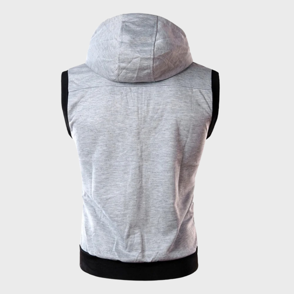 Men's Sleeveless Zip Vest with Detachable Hood