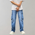 Men's Relaxed-Fit Cargo Jeans - Blue