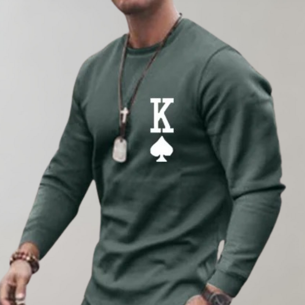 Men's Printed Long-Sleeve Top and Jogger Tracksuit Set