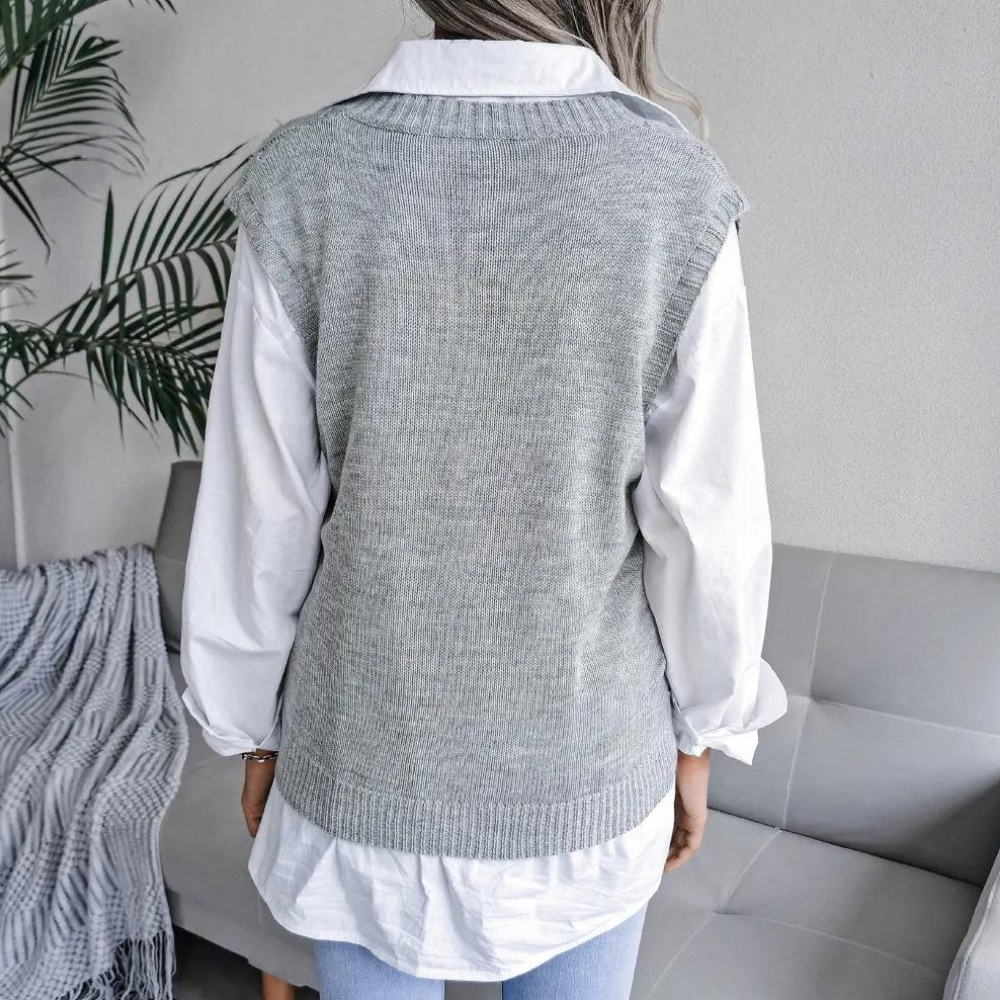 Women's Openwork V-Neck Sweater Vest