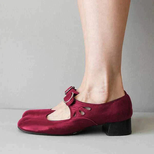 Women's Classic Leather Buckle Strap Mary Jane Flats