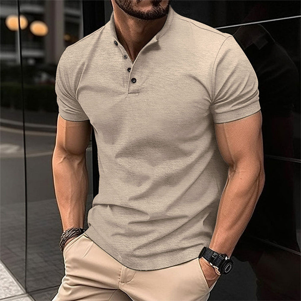 Men's Slim Fit Button Neck Polo Shirt