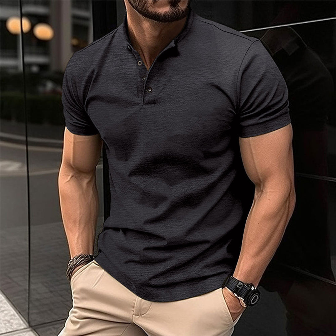Men's Slim Fit Button Neck Polo Shirt