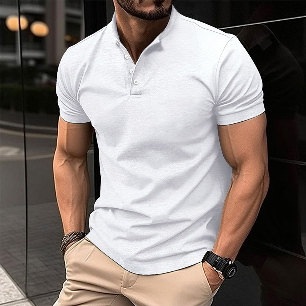 Men's Slim Fit Button Neck Polo Shirt