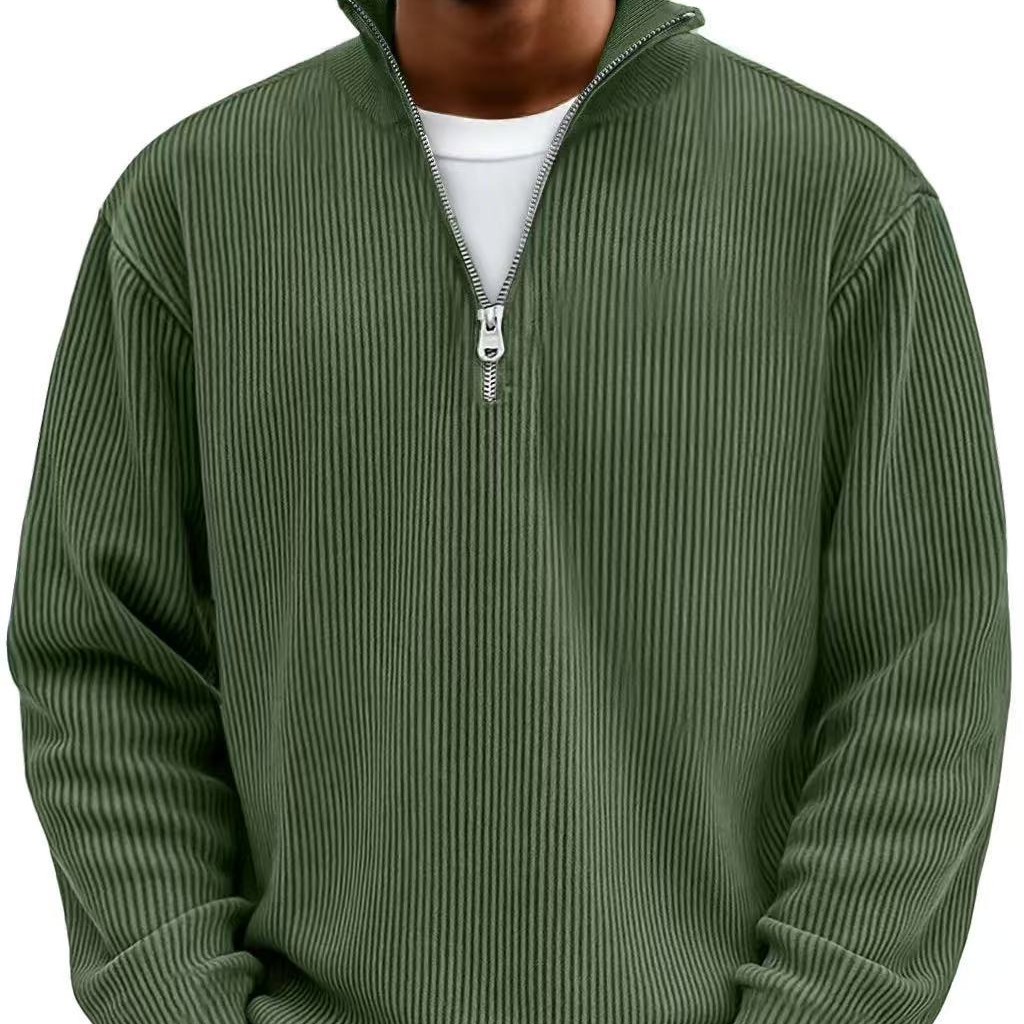 Men's Textured Knit Half-Zip High Neck Sweater