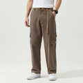 Men's Loose-Fit Cotton Cargo Trousers - Taupe