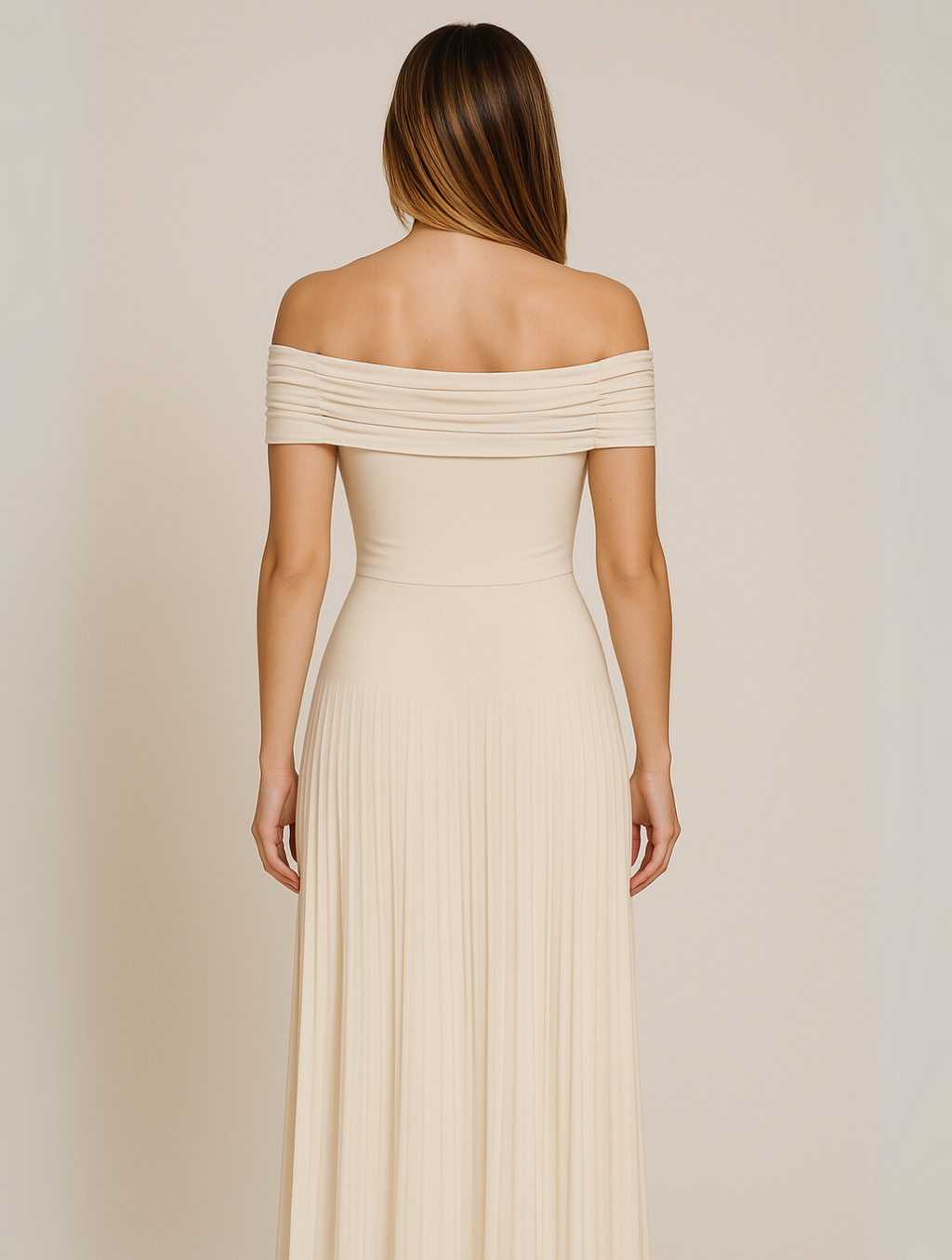 Women's Off-Shoulder Pleated Maxi Dress