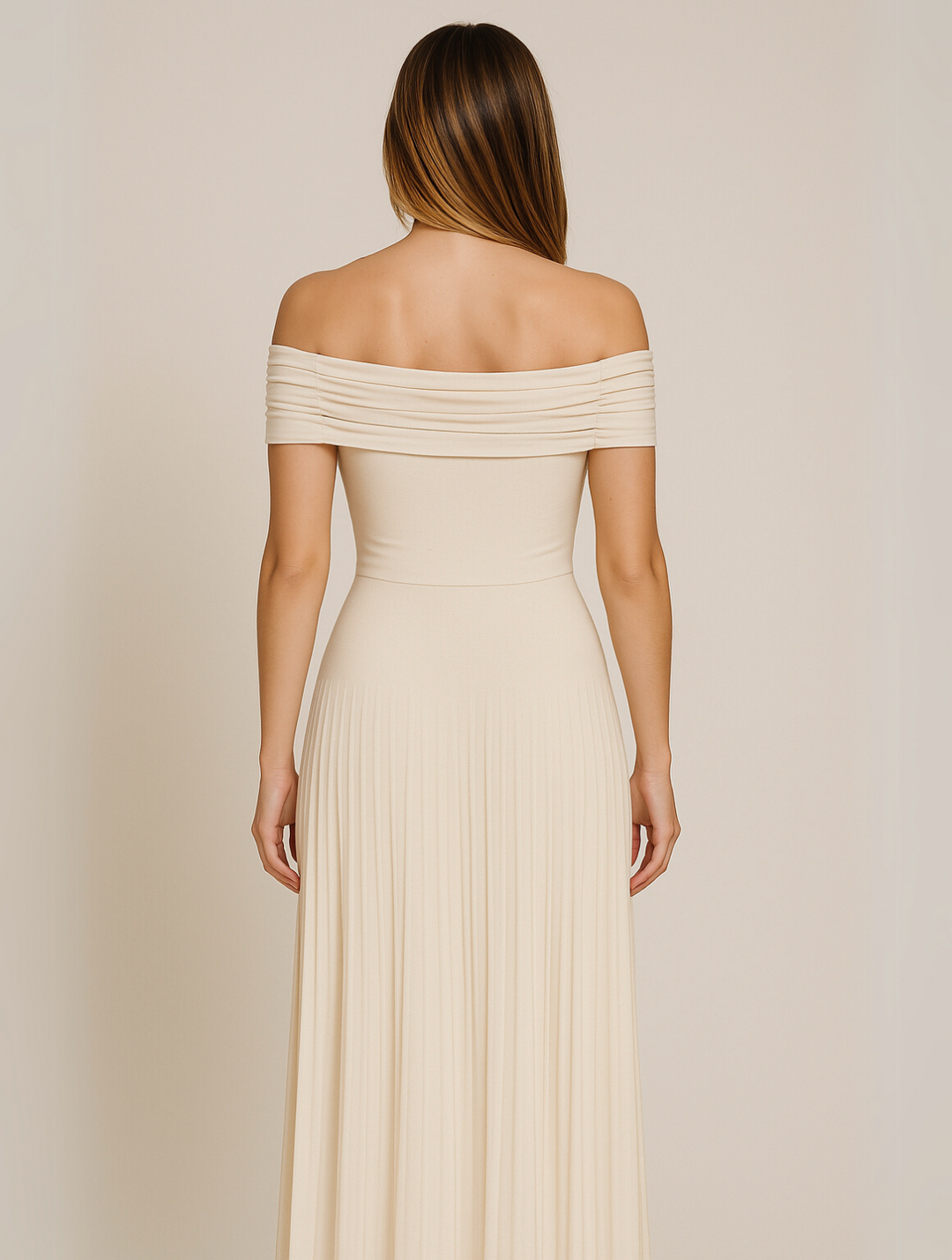 Women's Off-Shoulder Pleated Maxi Dress