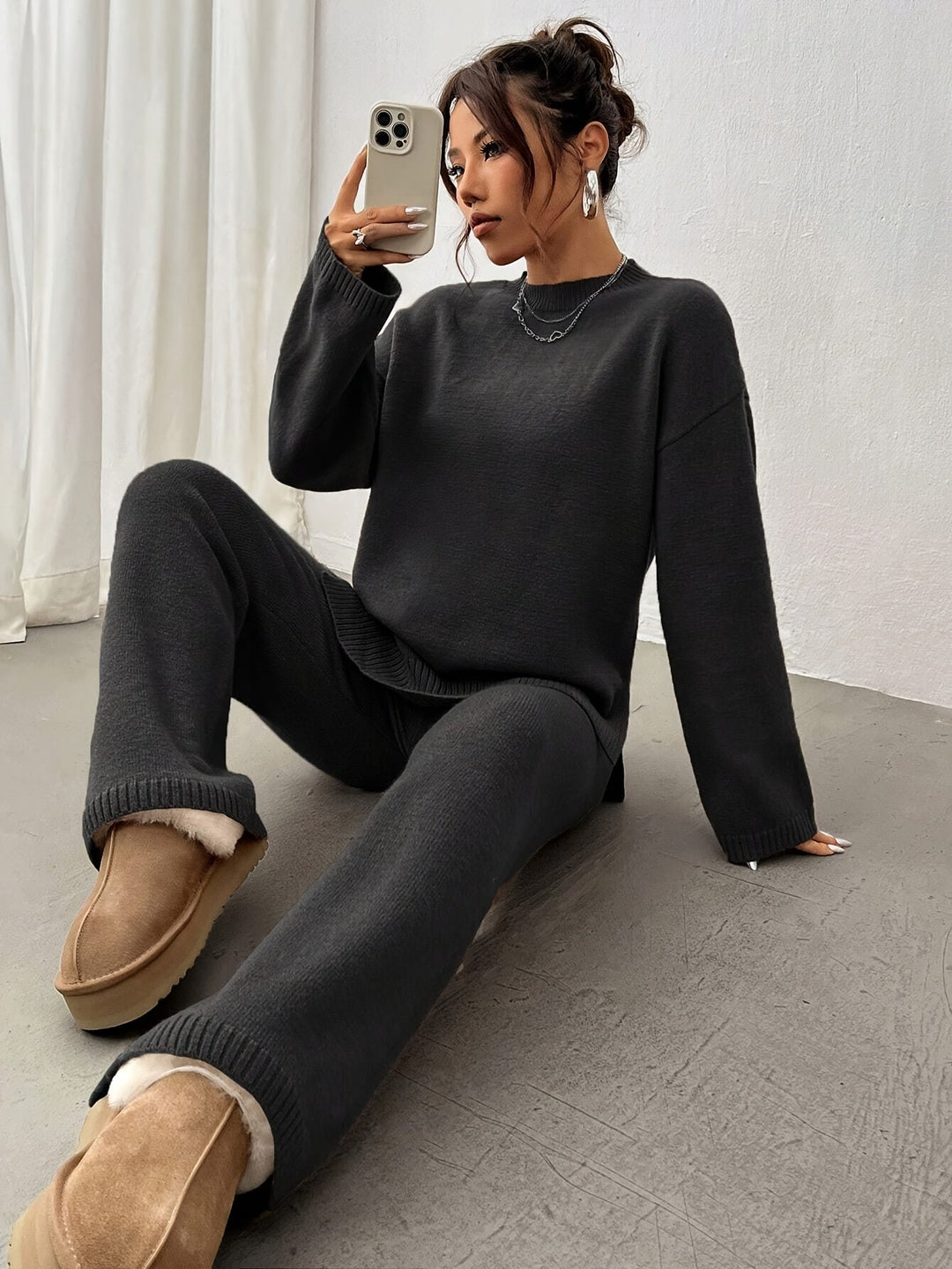 Women's Casual 2 Piece Set with Sweater and Pants