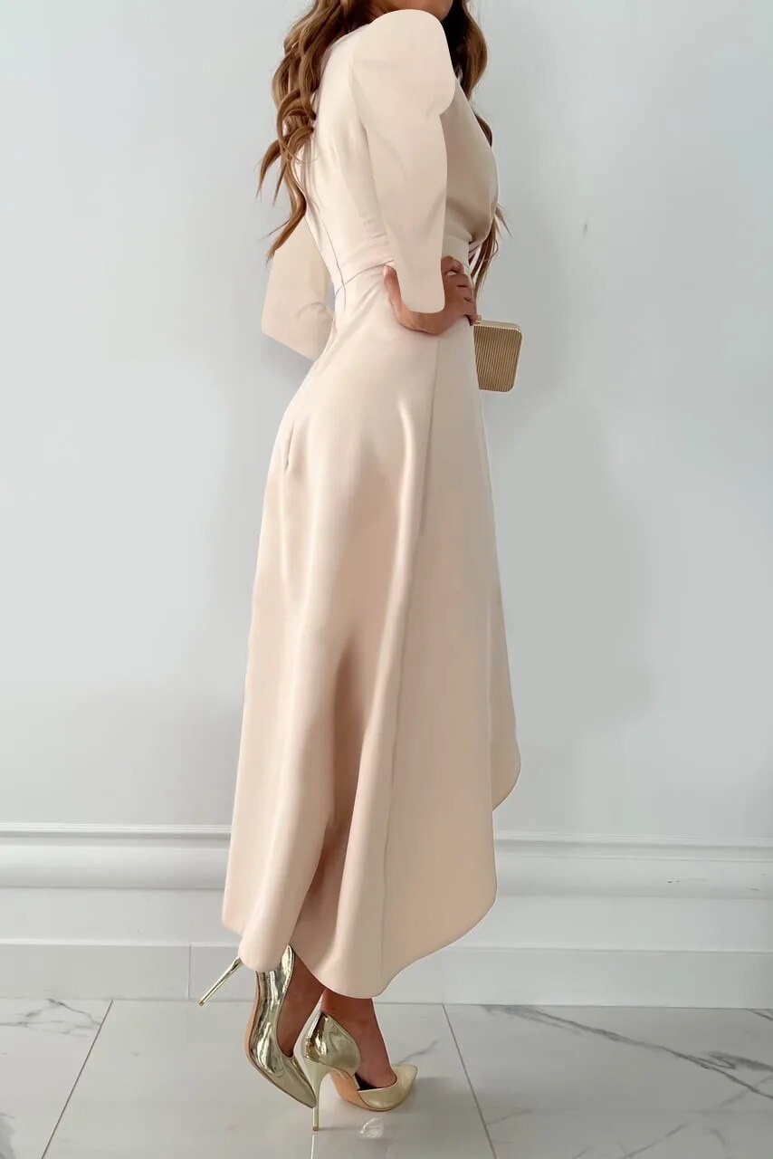 Women's Long Sleeve V-Neck Evening Wrap Midi Dress