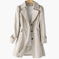 Women's Longline Single-Breasted Trench Coat - Beige