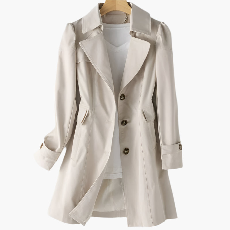 Women's Longline Single-Breasted Trench Coat - Beige