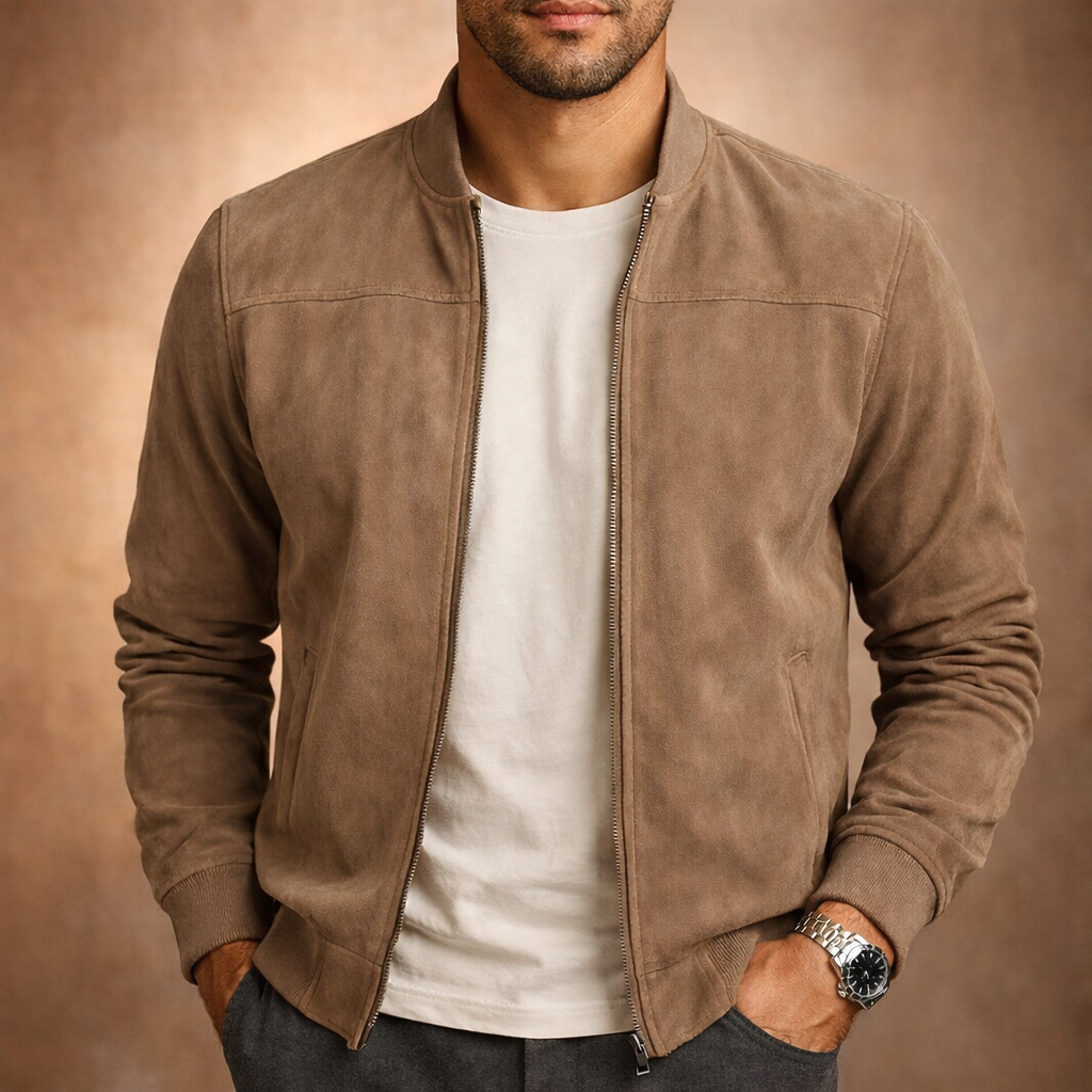 Men's Suede Bomber Jacket