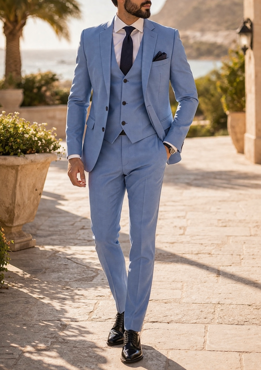 Men's Three Piece Tailored Suit with Waistcoat