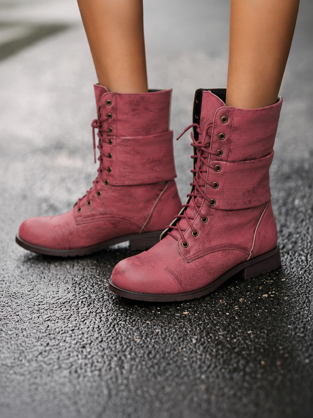 Women's Vintage Lace-Up Mid-Calf Boots