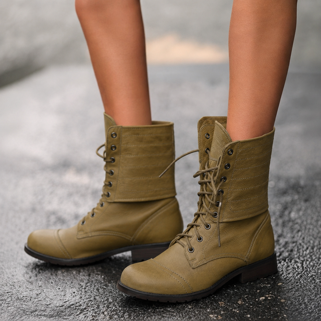 Women's Vintage Lace-Up Mid-Calf Boots