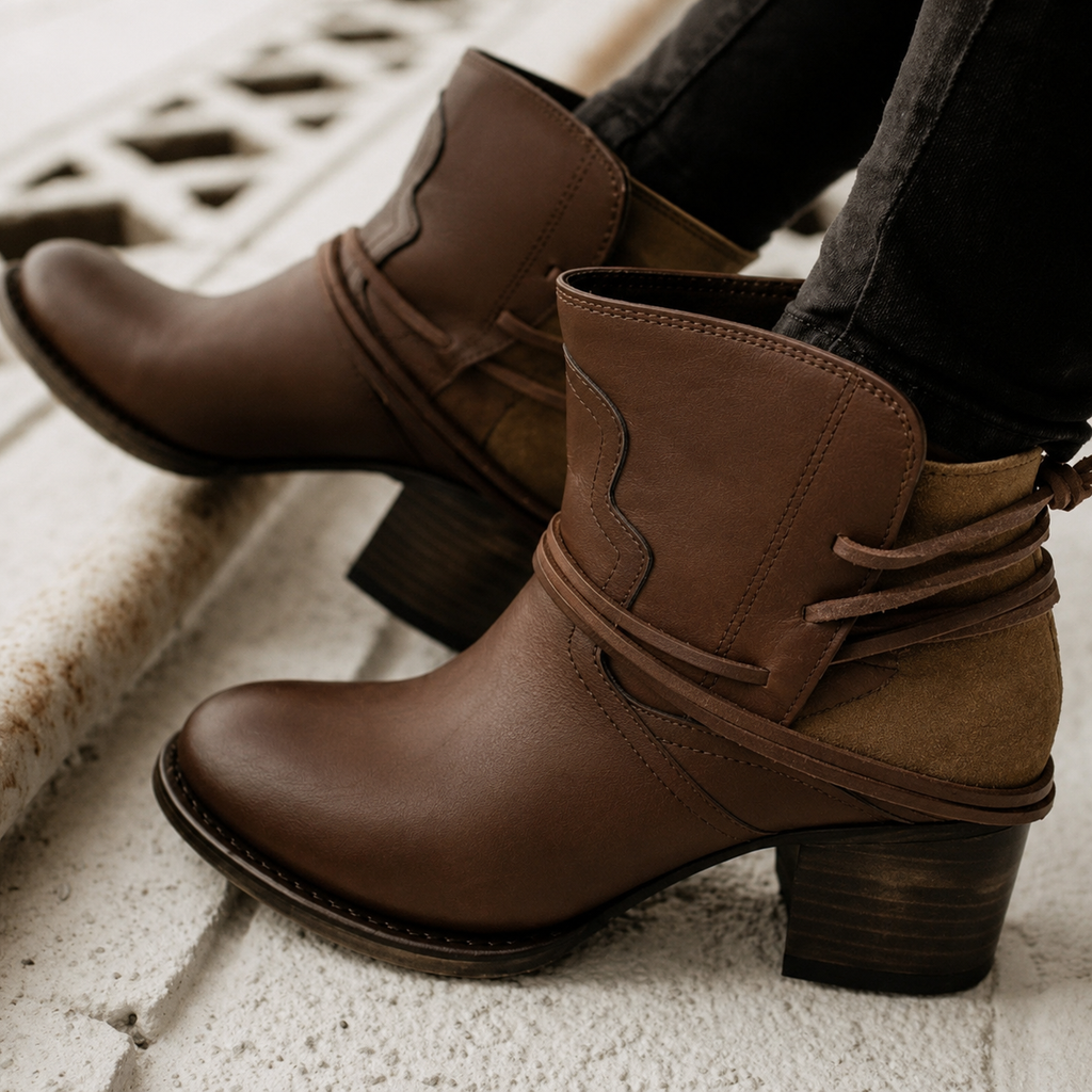 Women's Western Lace-Up Block Heel Ankle Boots