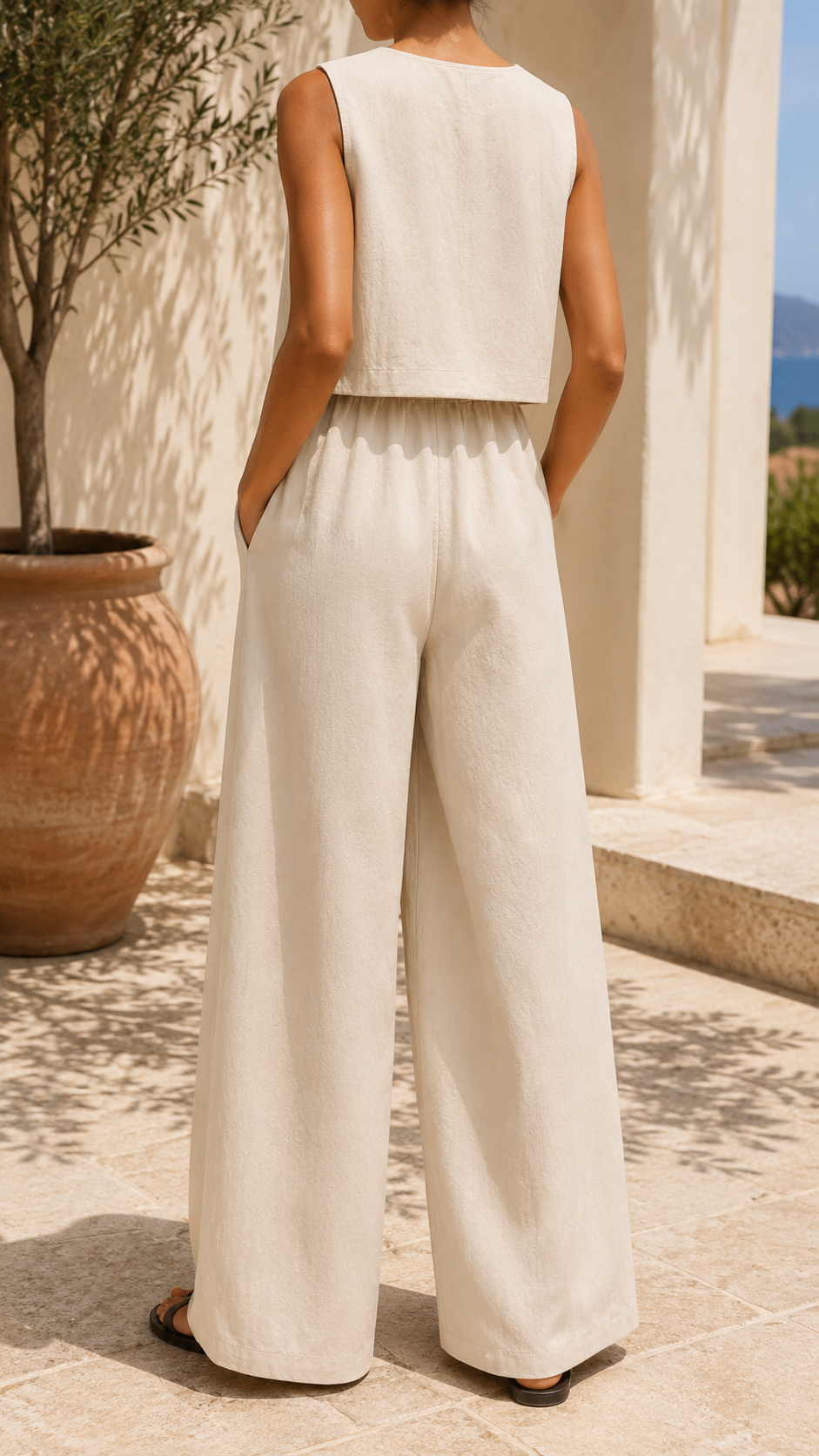 Women's Sleeveless Waistcoat Trouser Set