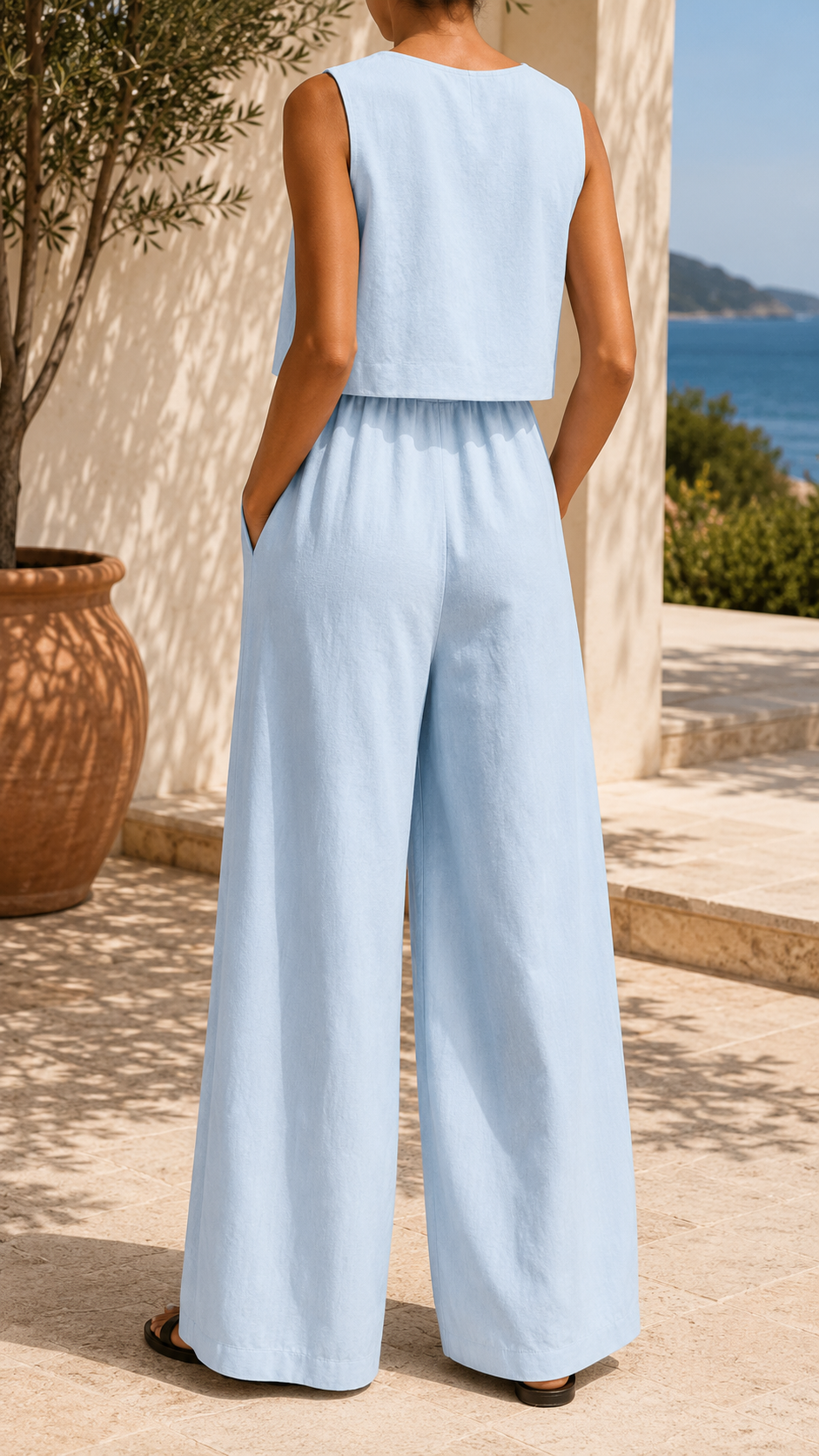 Women's Sleeveless Waistcoat Trouser Set