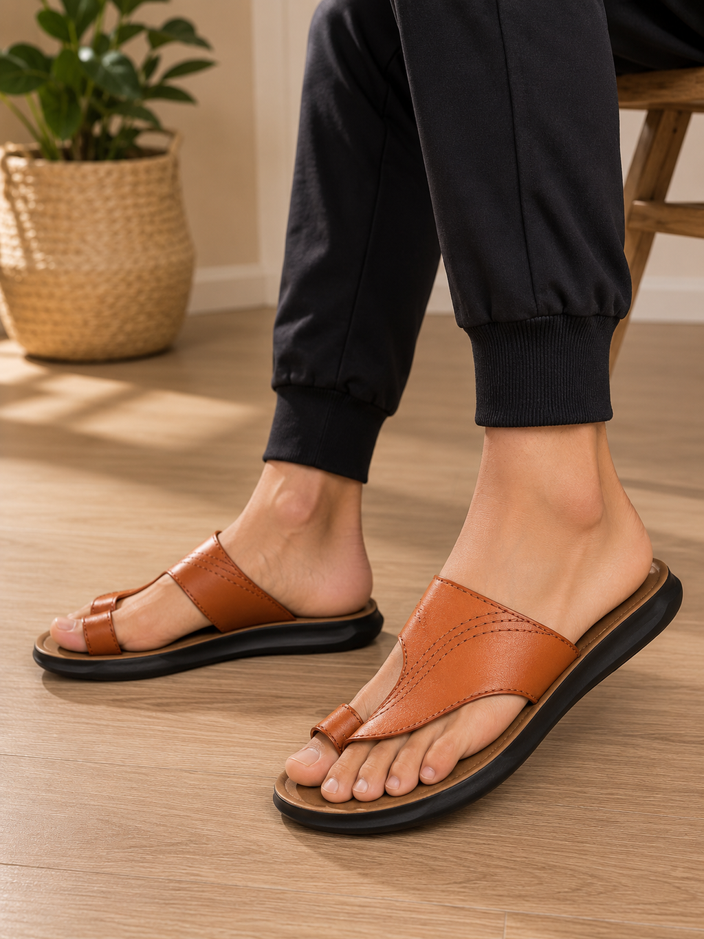 Women's Toe-Post Slippers with Cushioned Sole
