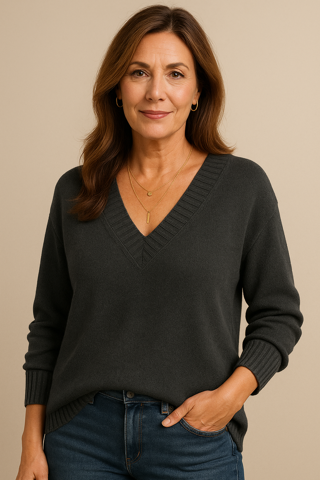 Women's Deep V-Neck Knit Pullover