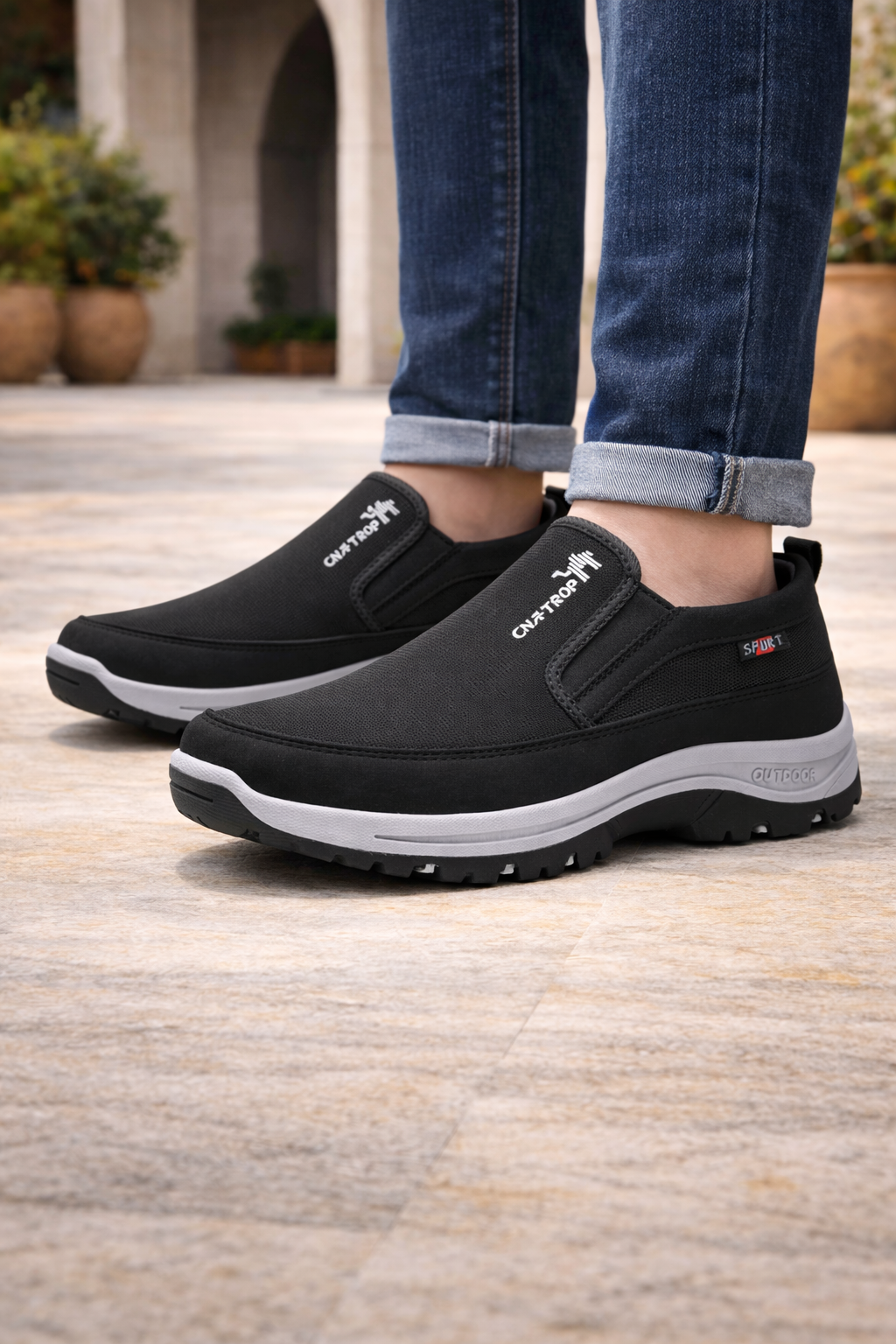 Men's Orthopedic Slip-On Cushioned Walking Shoes - Black