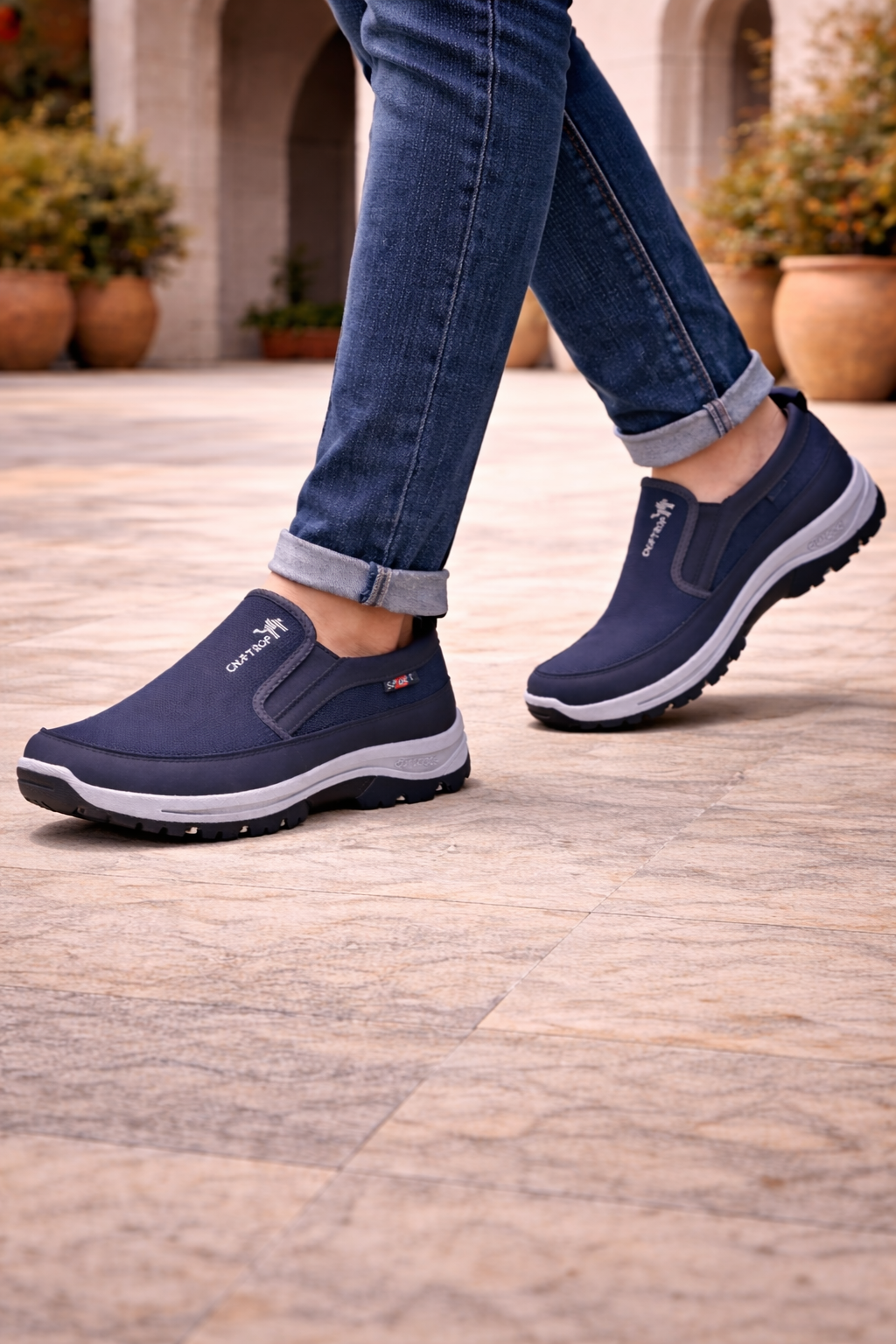 Men's Orthopedic Slip-On Cushioned Walking Shoes - Blue