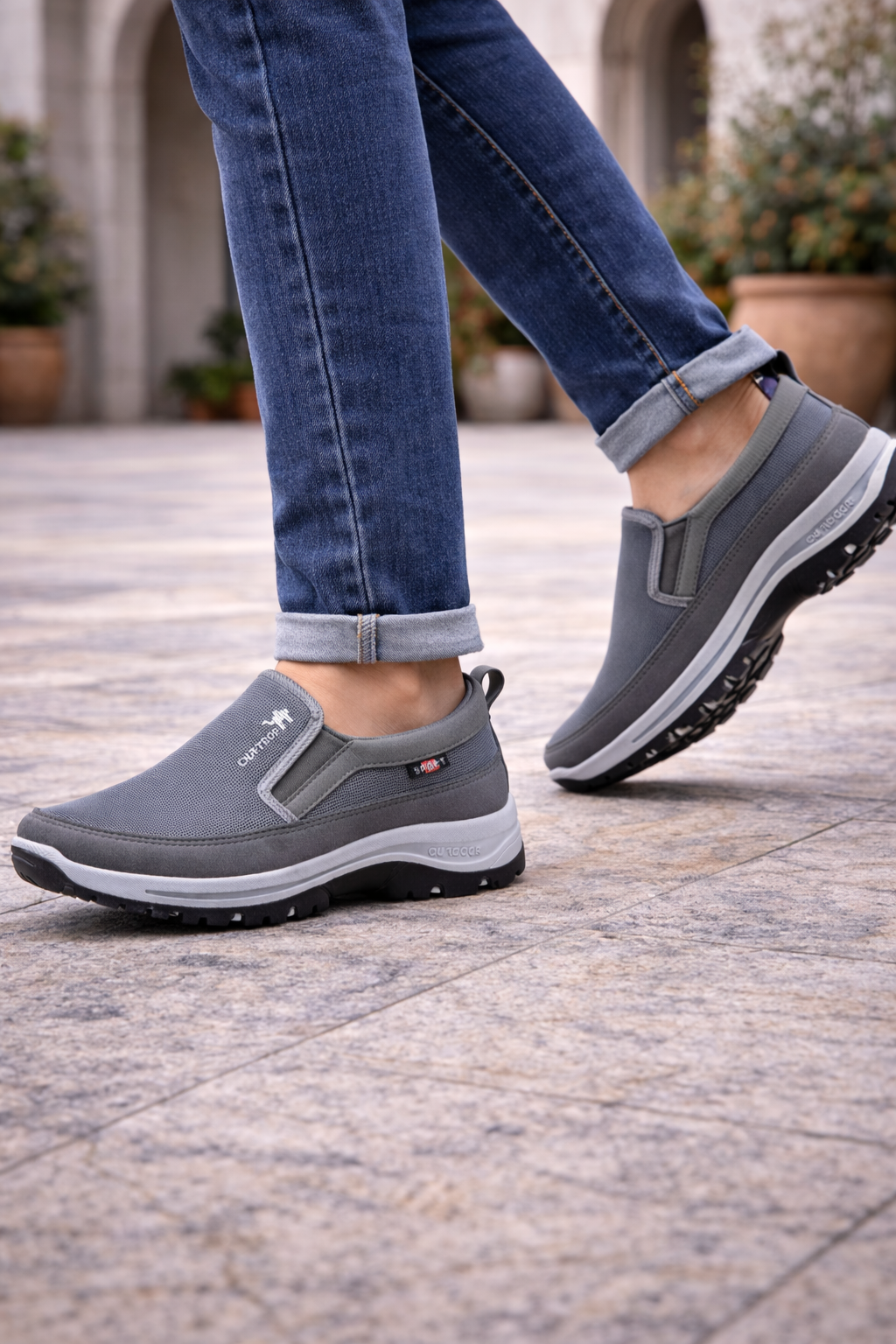 Men's Orthopedic Slip-On Cushioned Walking Shoes - Gray