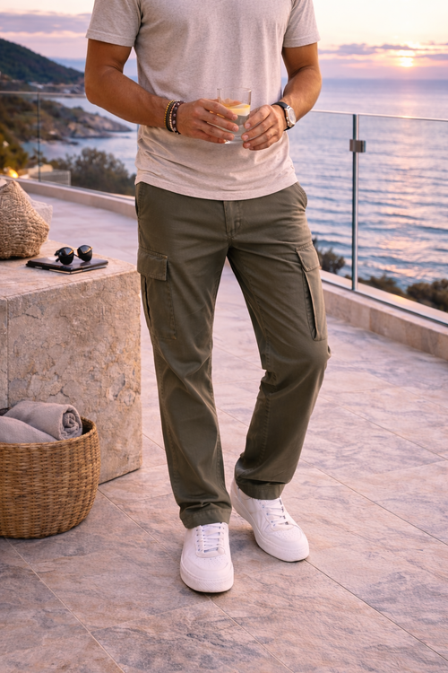 Men's Cotton Twill Straight Leg Cargo Trousers